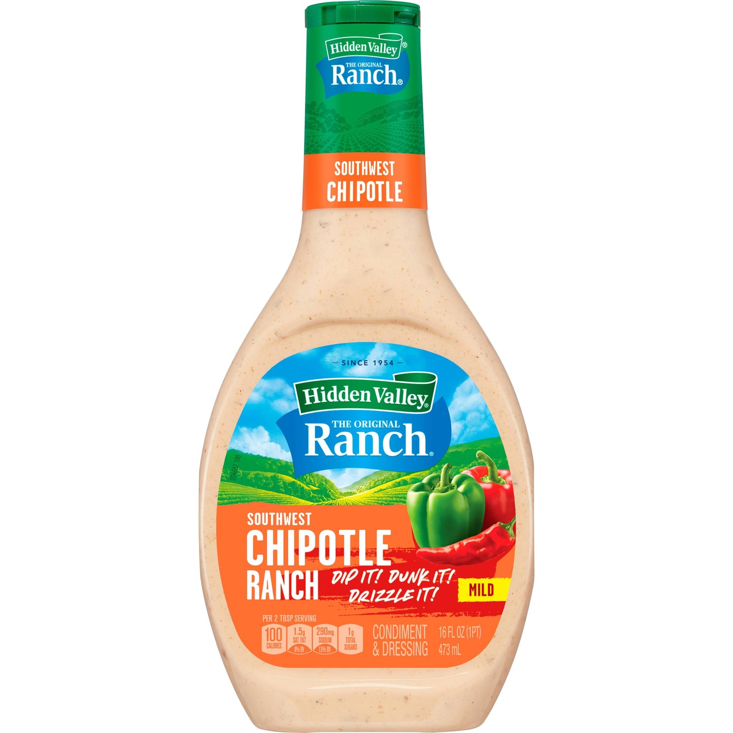 Hidden Valley Southwest Chipotle Ranch Topping and Dressing, 16 Fluid Ounce Bottle (Package May Vary)