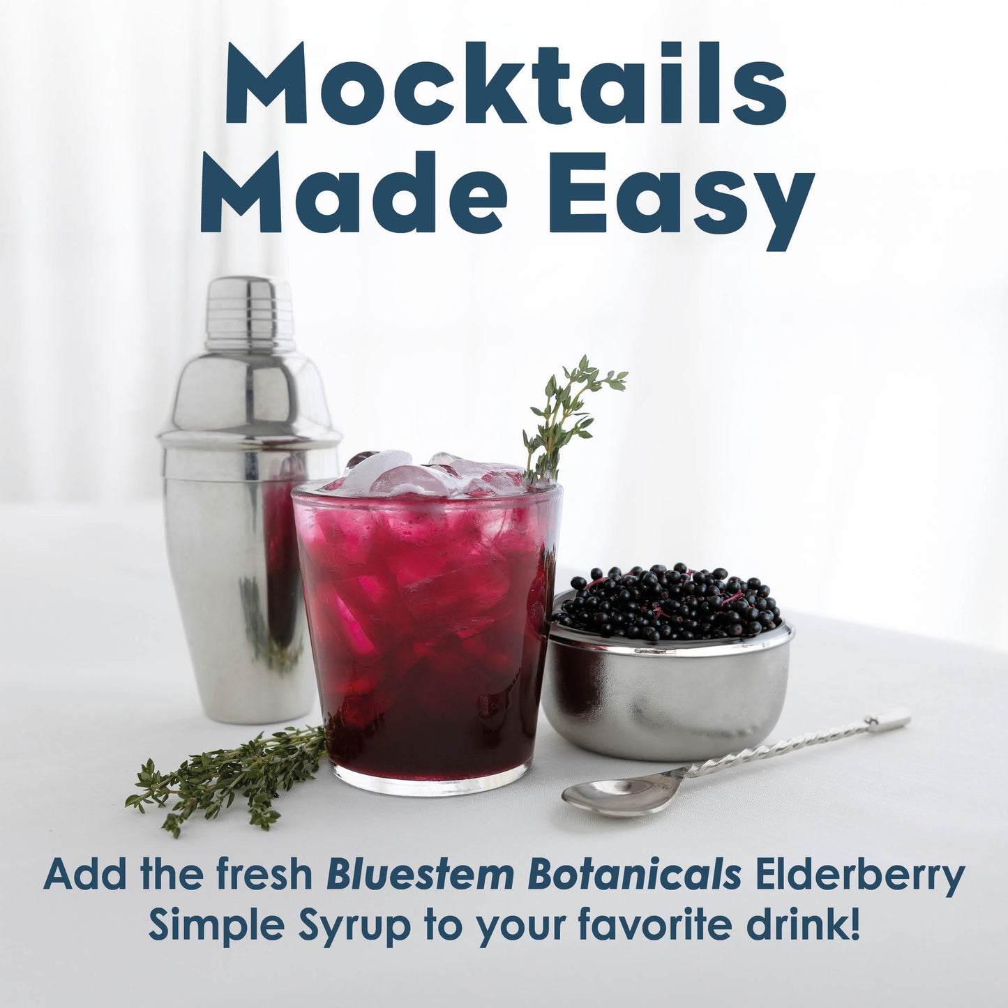 Bluestem Botanicals Organic Elderberry Simple Syrup, Non-  ic Cocktail Mixer, 8 Fl Oz
