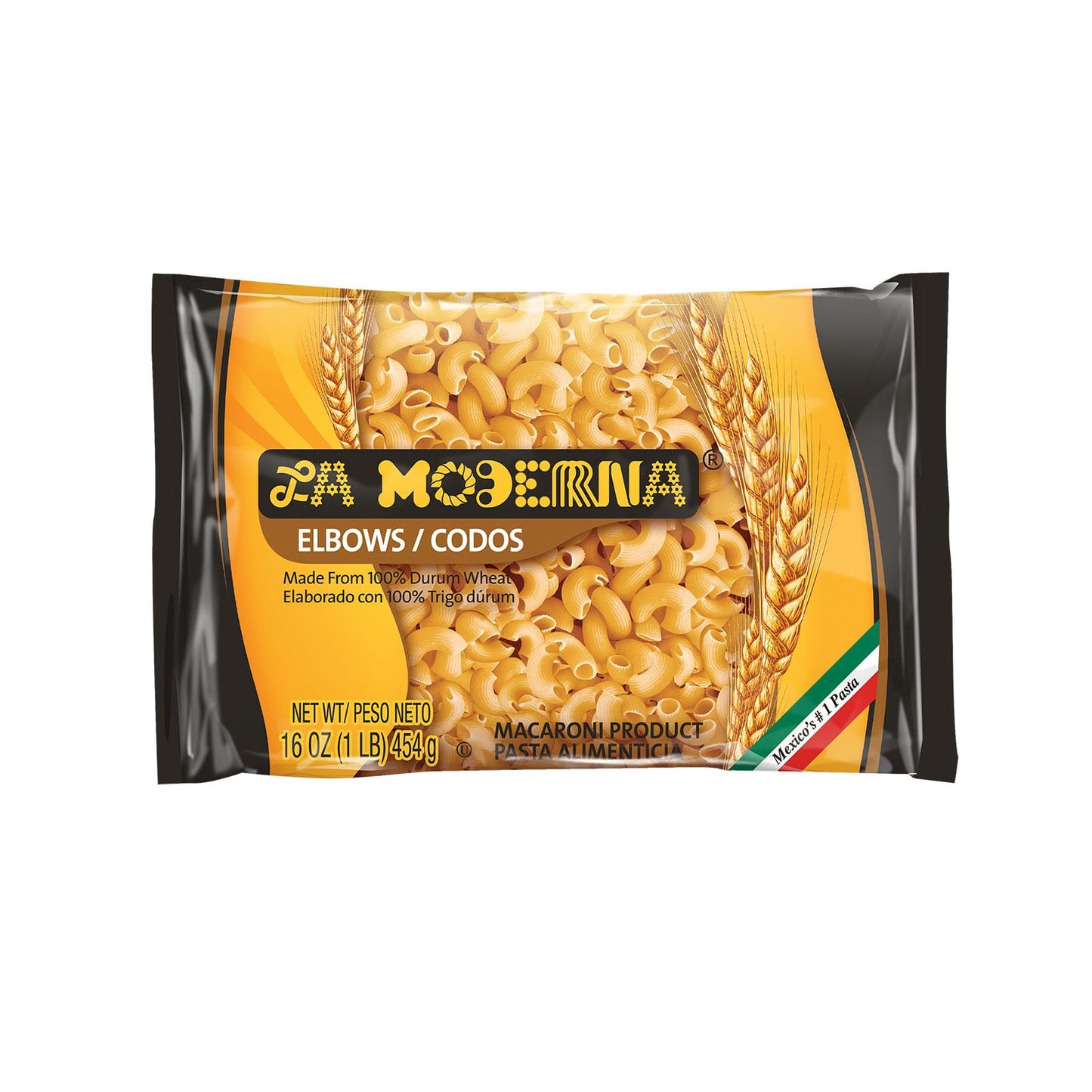 La Moderna, Codos, Pasta, Hecha Con Sémola De Trigo Durum, Enriquecida Con Vitaminas Y Hierro, 16 Oz
