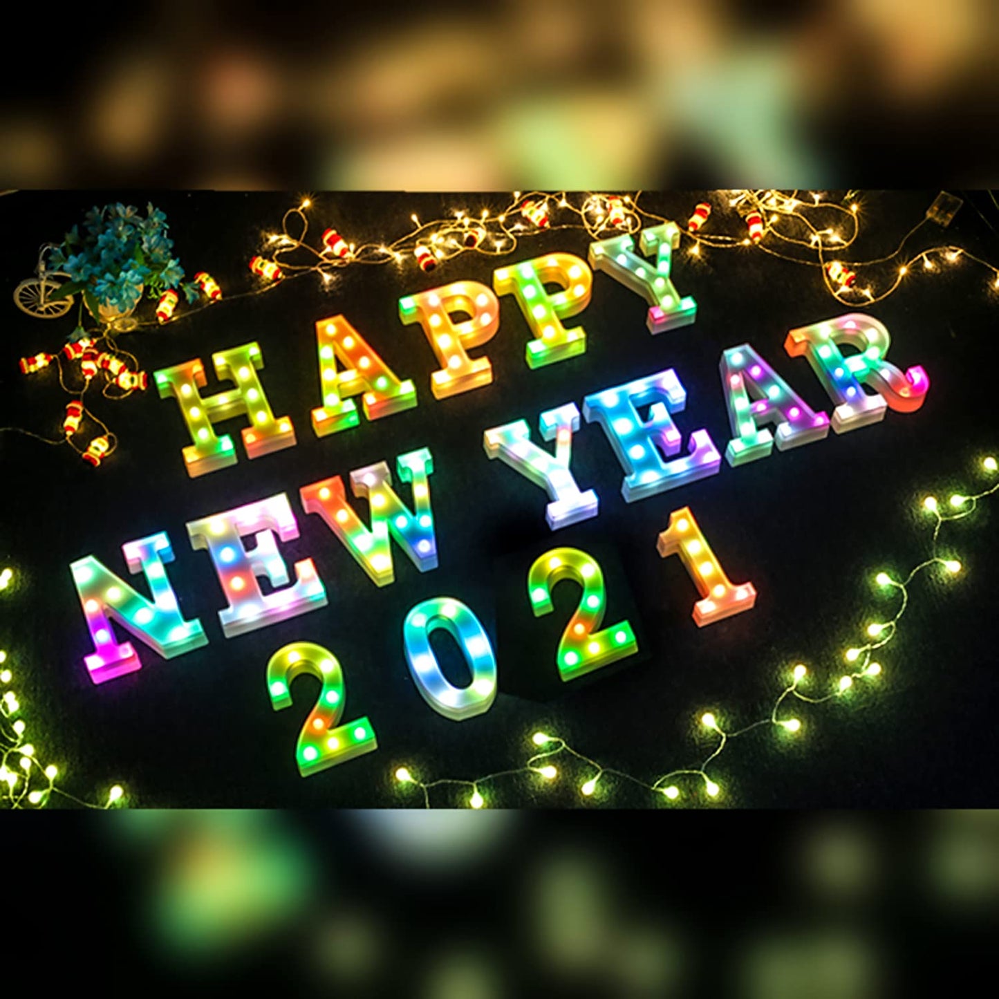 Enshui Light Up Letters Marquee Letters - Colorful Led Letters Lights Alphabet, Battery Powered Color Changing Light Up Letters