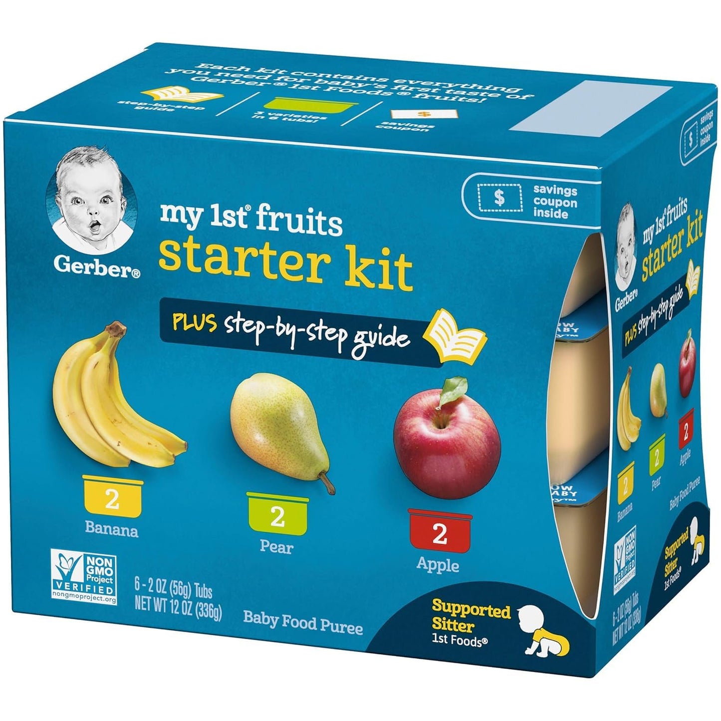 Gerber 1St Foods Baby Food Variety Pack, 1 First Fruits Starter Kit, 1 First Veggies Starter Kit, 1 First Foods Rice Cereal (3 C