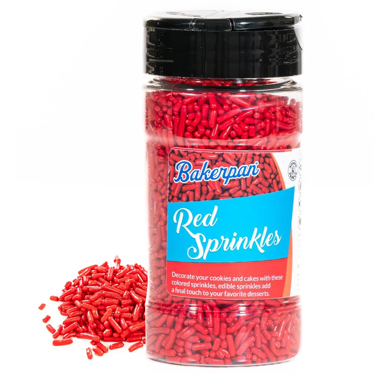 Bakerpan Red Jimmies Sprinkles - 6 Ounces Red Sprinkles for Cake Decorating - Edible Sprinkles for Cupcakes, Ice Cream, Cake Dec