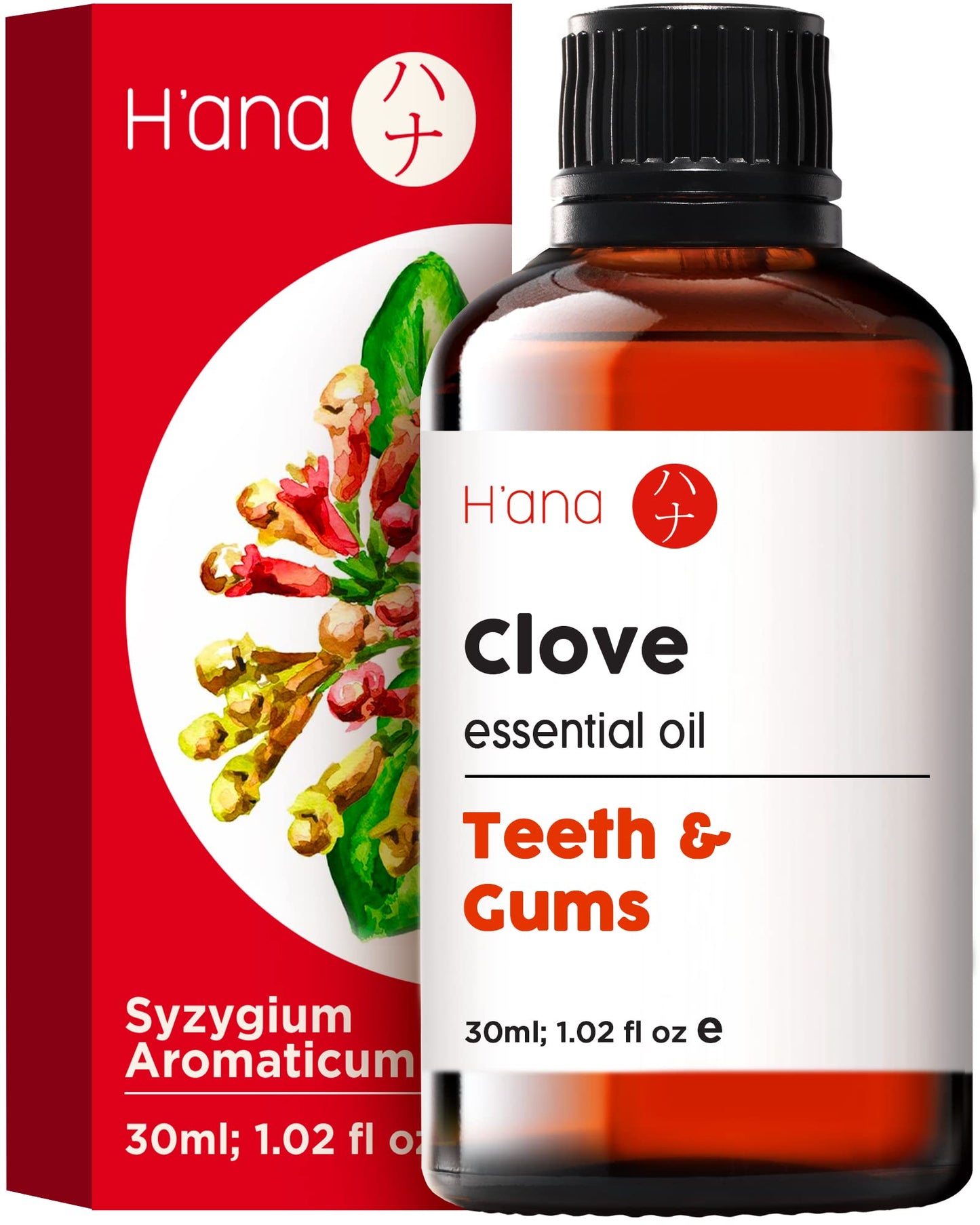 Hana Clove Oil For Tooth Aches & Pain - 100% Pure And Natural Clove Essential Oil - Therapeutic Grade Clove Oil Essential Oil - 