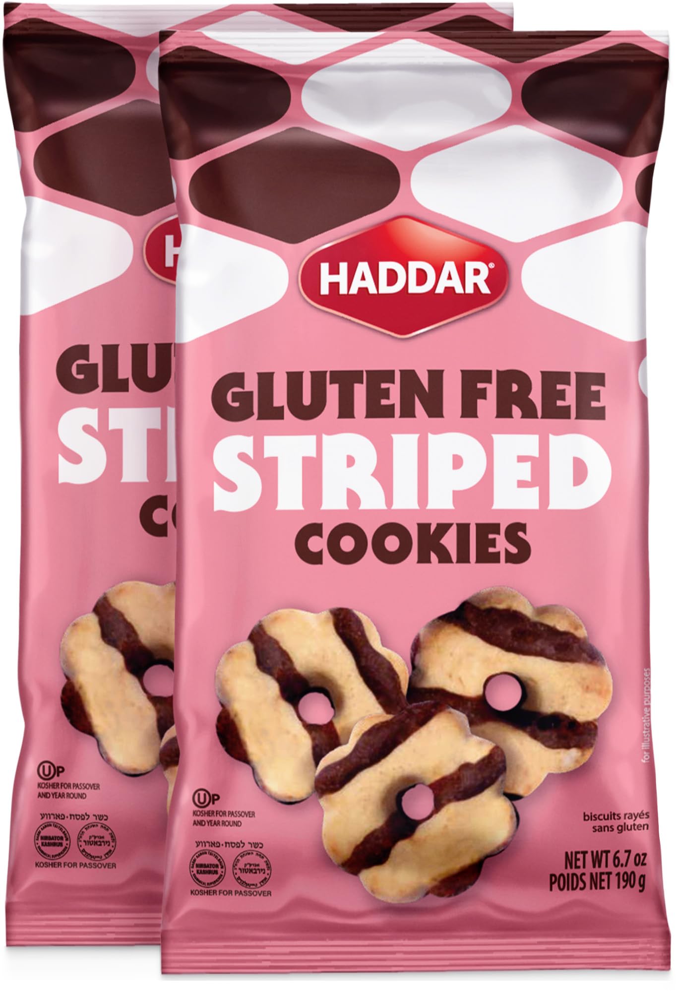 Haddar Gluten Free Cookies, Fudge Striped, 6.75 (2 Pack) | Grain Free | Kosher (Including Passover)