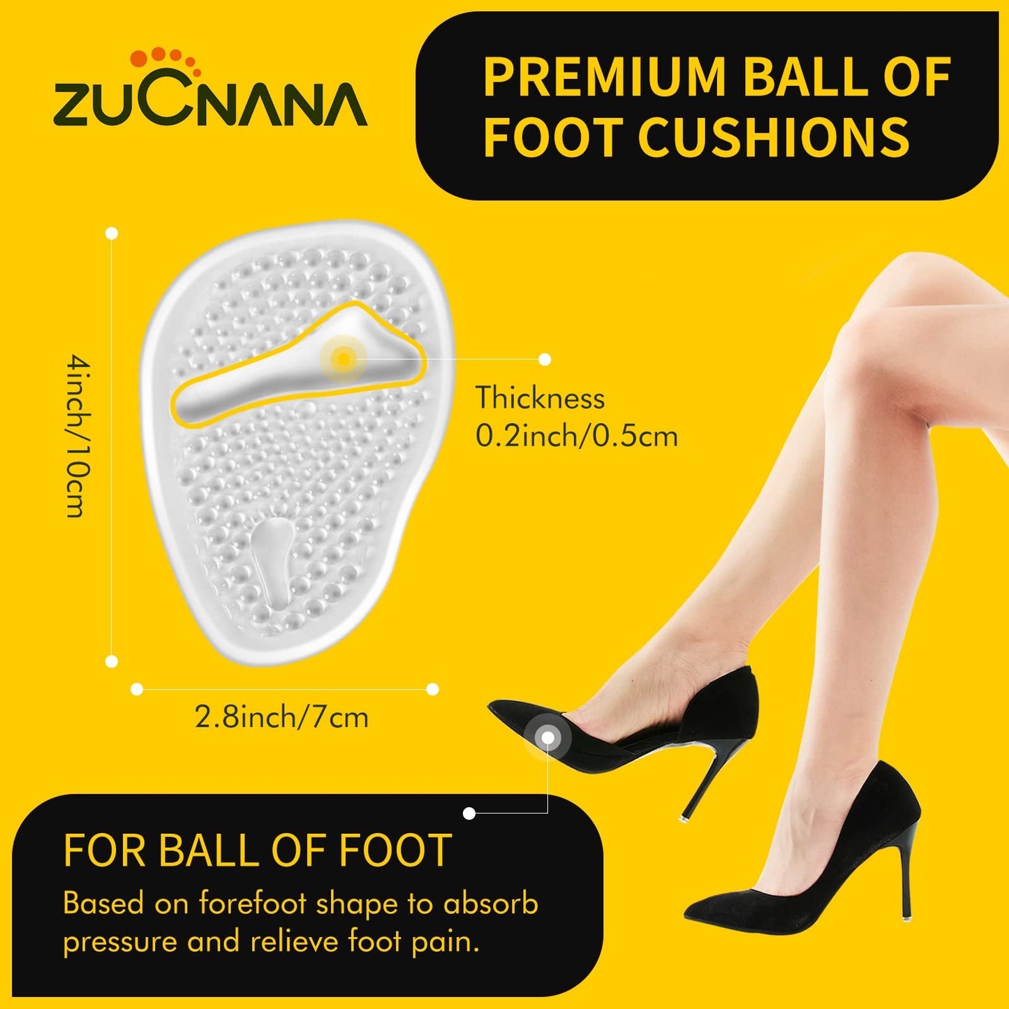 Metatarsal Pads | Metatarsal Pads For Women (4 Pairs Shoe Inserts Women) | Soft Gel High Heel Inserts | Invisible Ball Of Foot C