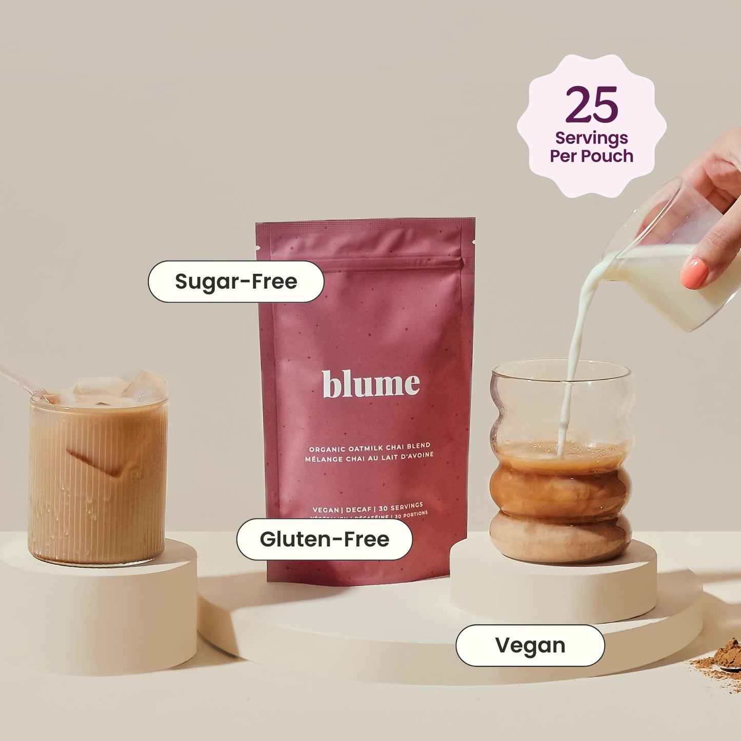 Blume Oat Milk Chai Latte - Organic Chai Source from India - Super Latte with Milk Thistle, Fennel and Ginger Root - Sugar-Free,