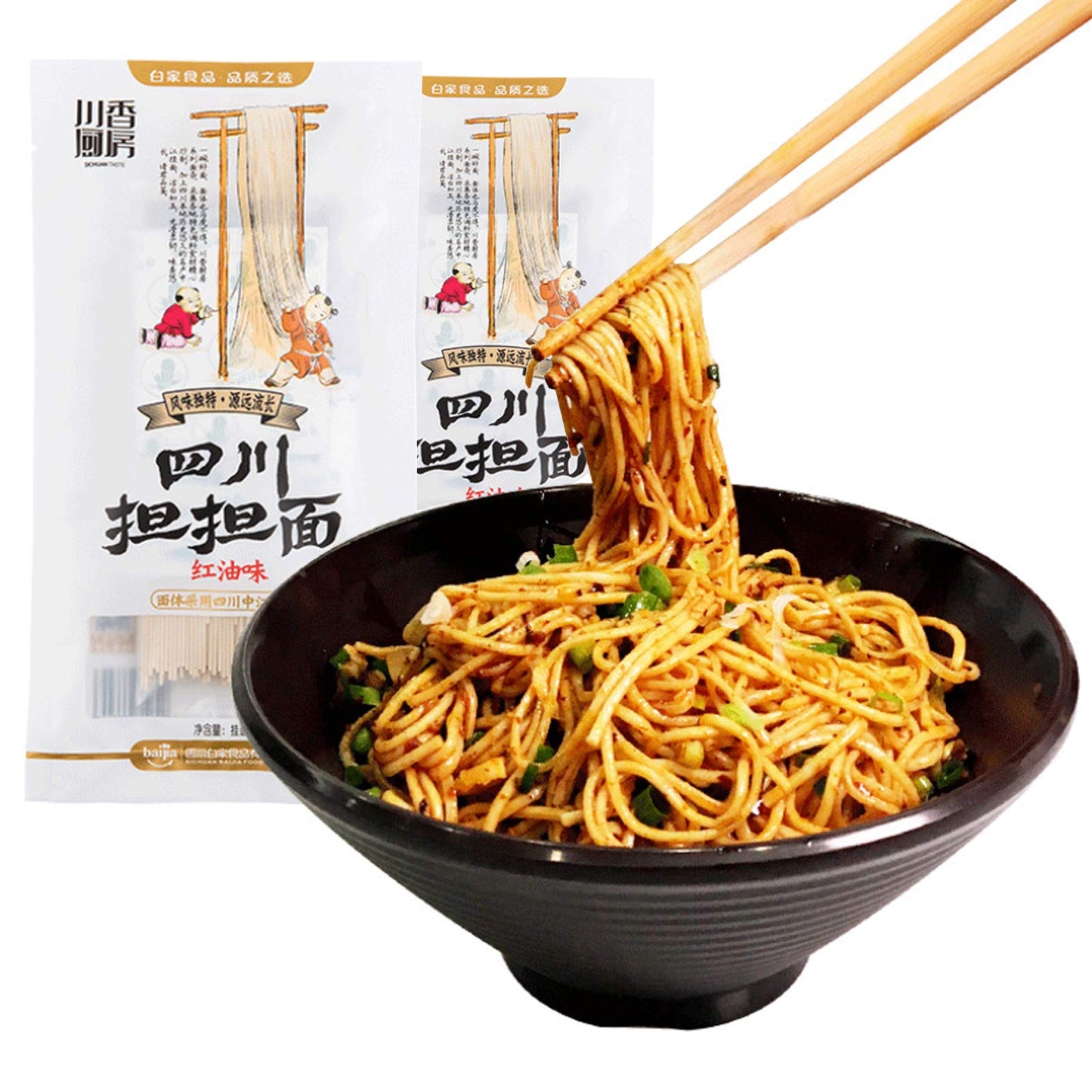 Szechuan Dan Dan Dry Noodle, Traditional Chinese Classic Noodles With Peppery Sauce, Sichuan Spicy Ramen Noodles, Non-Fried With