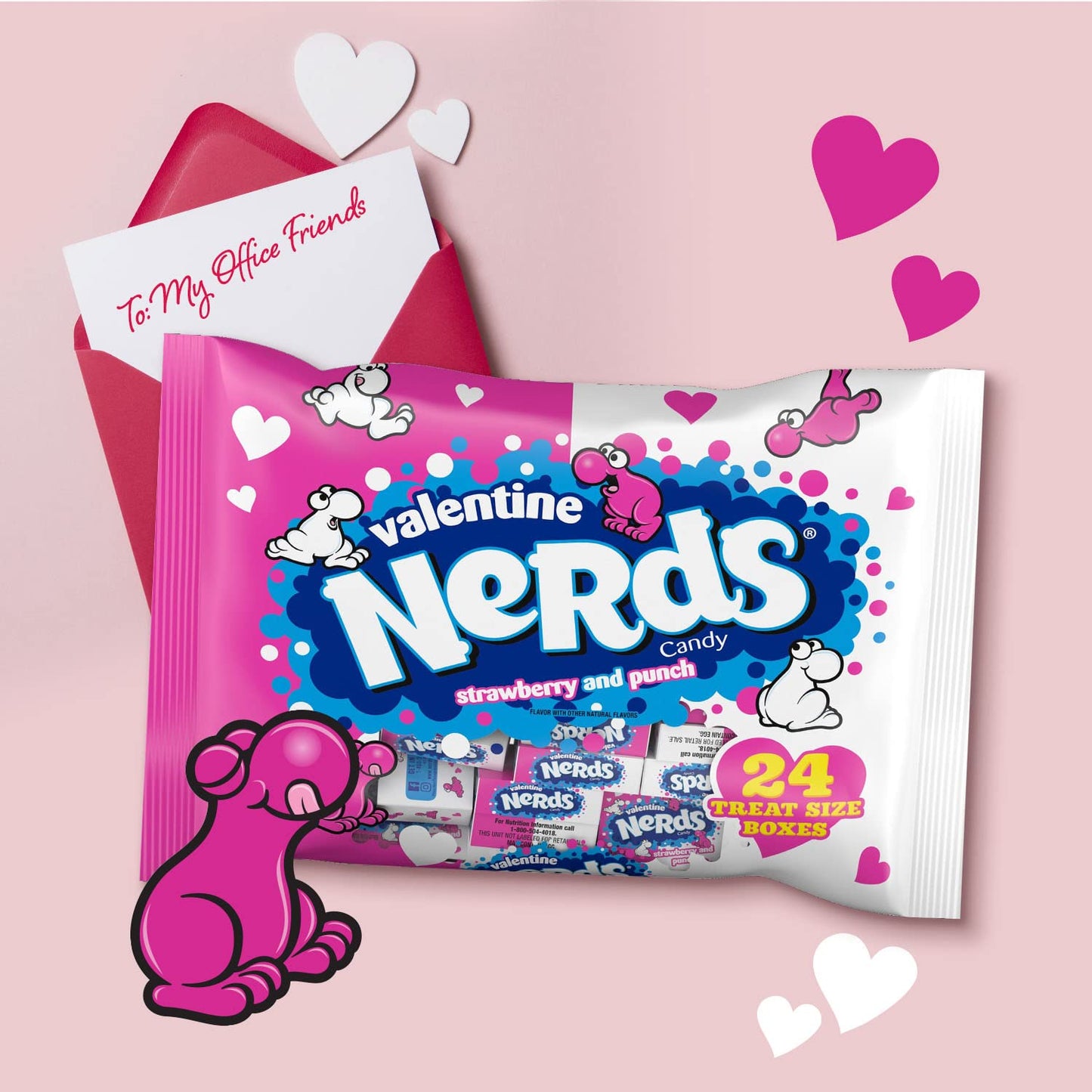 Nerds Valentines Day Candy | Strawberry And Punch Flavors | Sweet And Sour Candy Individually Wrapped Treat-Size Boxes Of Candy,