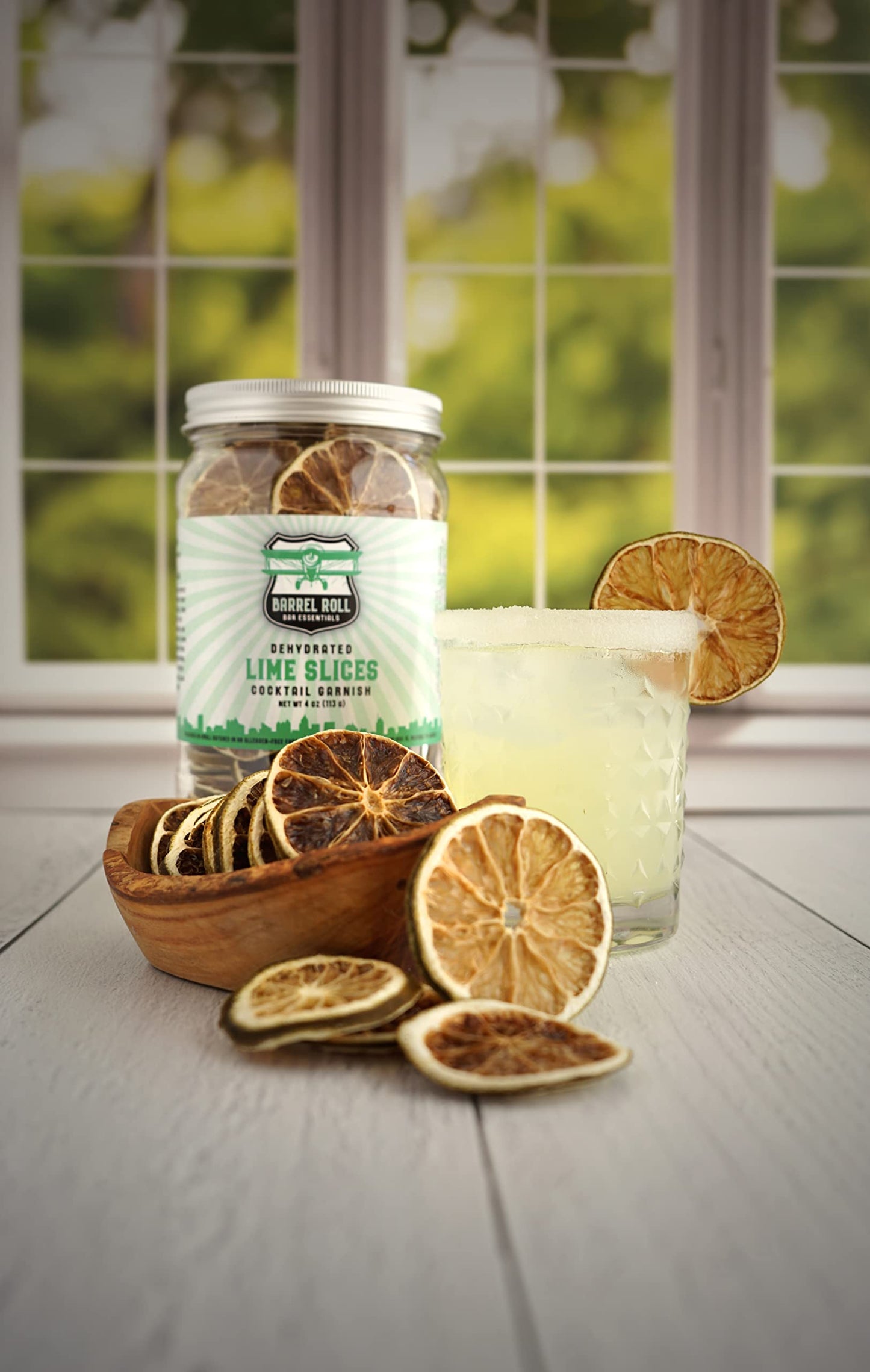 Barrel Roll Bar Essentials Usa Grown Dried Lime Slices For Cocktails | 4 Ounces Of Large Dehydrated Limes | Lime Cocktail Garnish | Dried Fruit For Cocktails & Healthy Snacks | Preservative Free