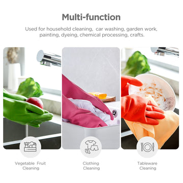 Iucge Rubber Dishwashing Gloves 3 Pairs For Kitchen,Cleaning Washing Dish Gloves Long For Household Reuseable Durable(Medium,Mul