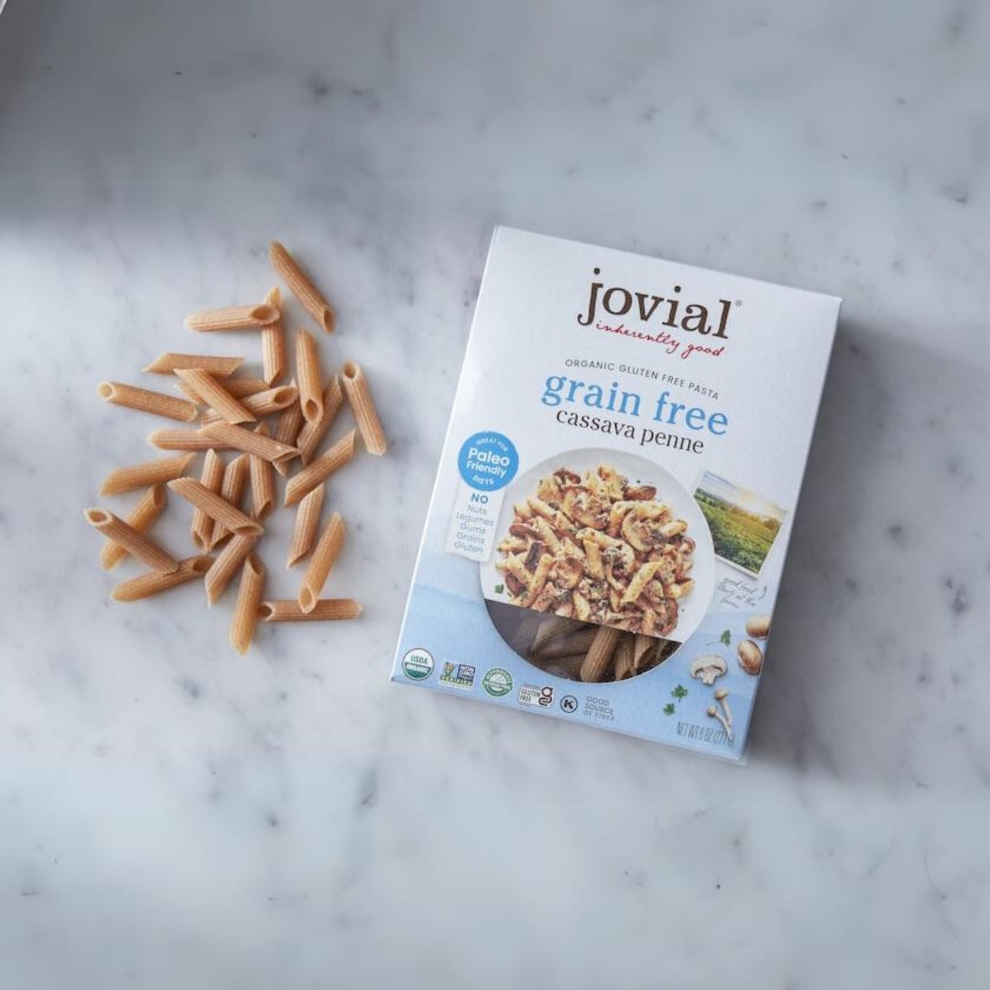 Jovial Grain-Free Cassava Penne Rigate Pasta, Organic, Gluten-Free, 8 Oz, 3 Pack