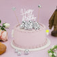 PEUTIER 31pcs Disco Ball Cupcake Toppers, Silver, Foam, Includes Acrylic Happy Birthday Sign, Various Sizes