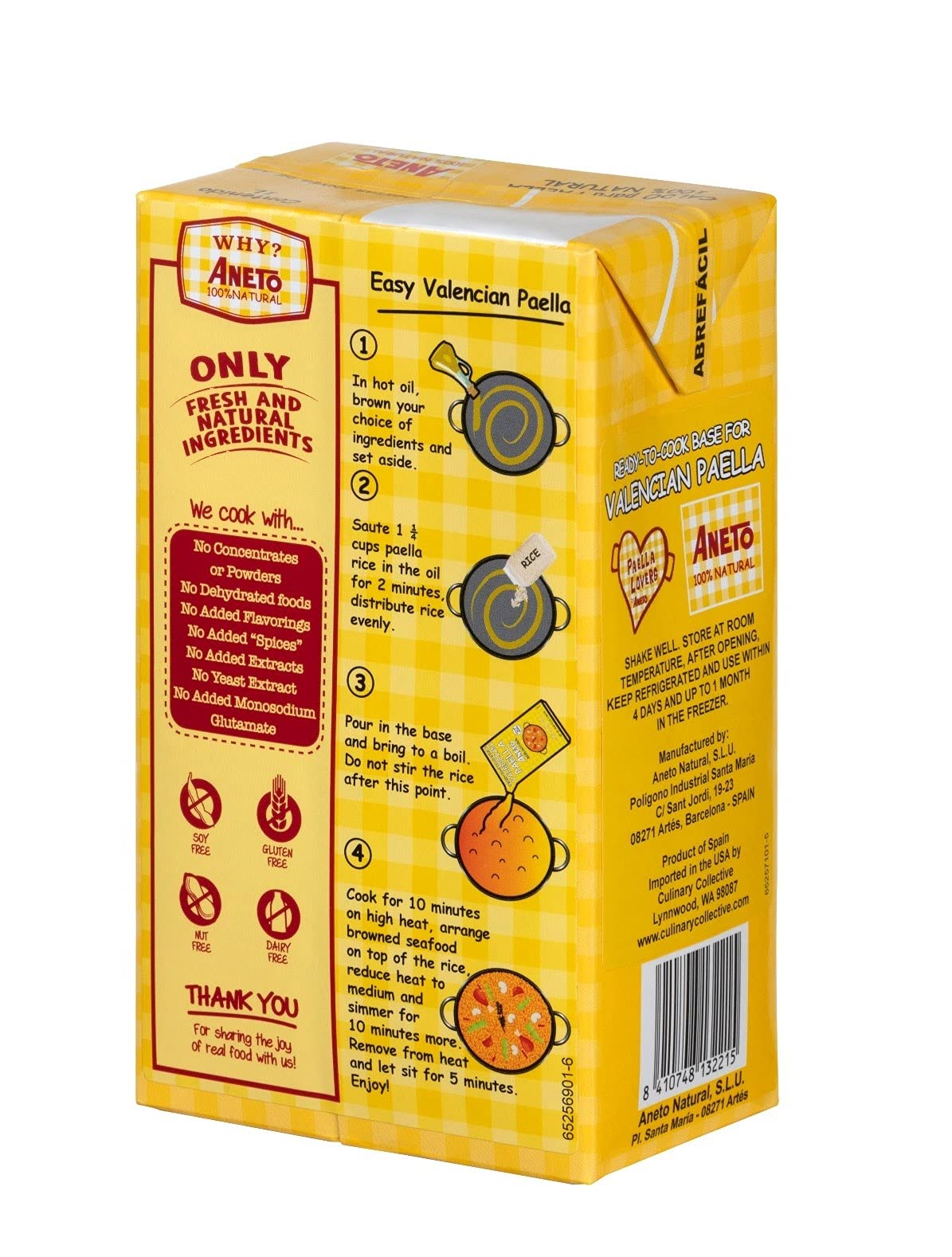 Aneto Valencian Paella Cooking Base Broth, 33.83 Fluid Ounce