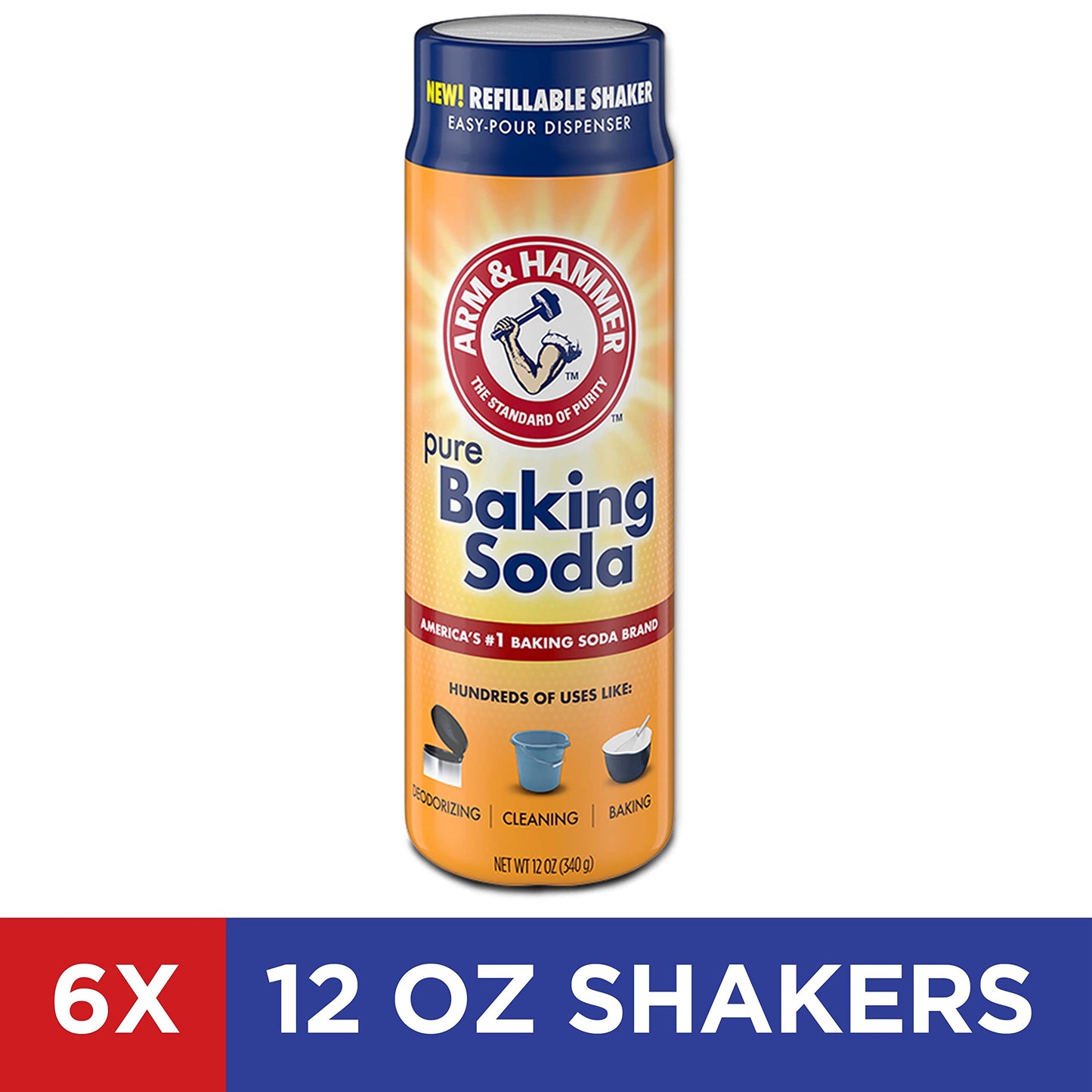 Arm & Hammer Baking Soda Shaker, 12 Oz (Pack of 6)