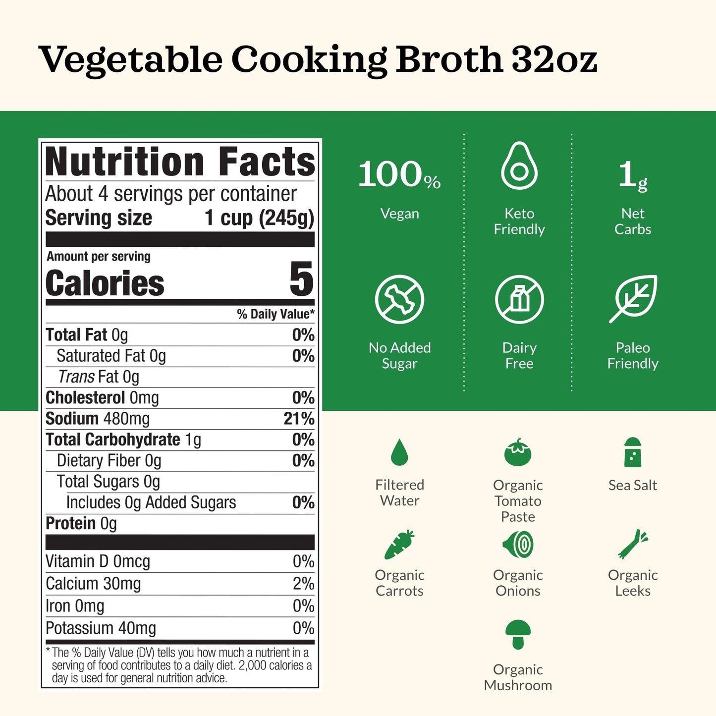 Vegetable Broth By Kettle And Fire - Fresh Vegetables Soup, Gluten-Free, Paleo Friendly, Dairy Free, Keto Diet, Natural Soup Bas
