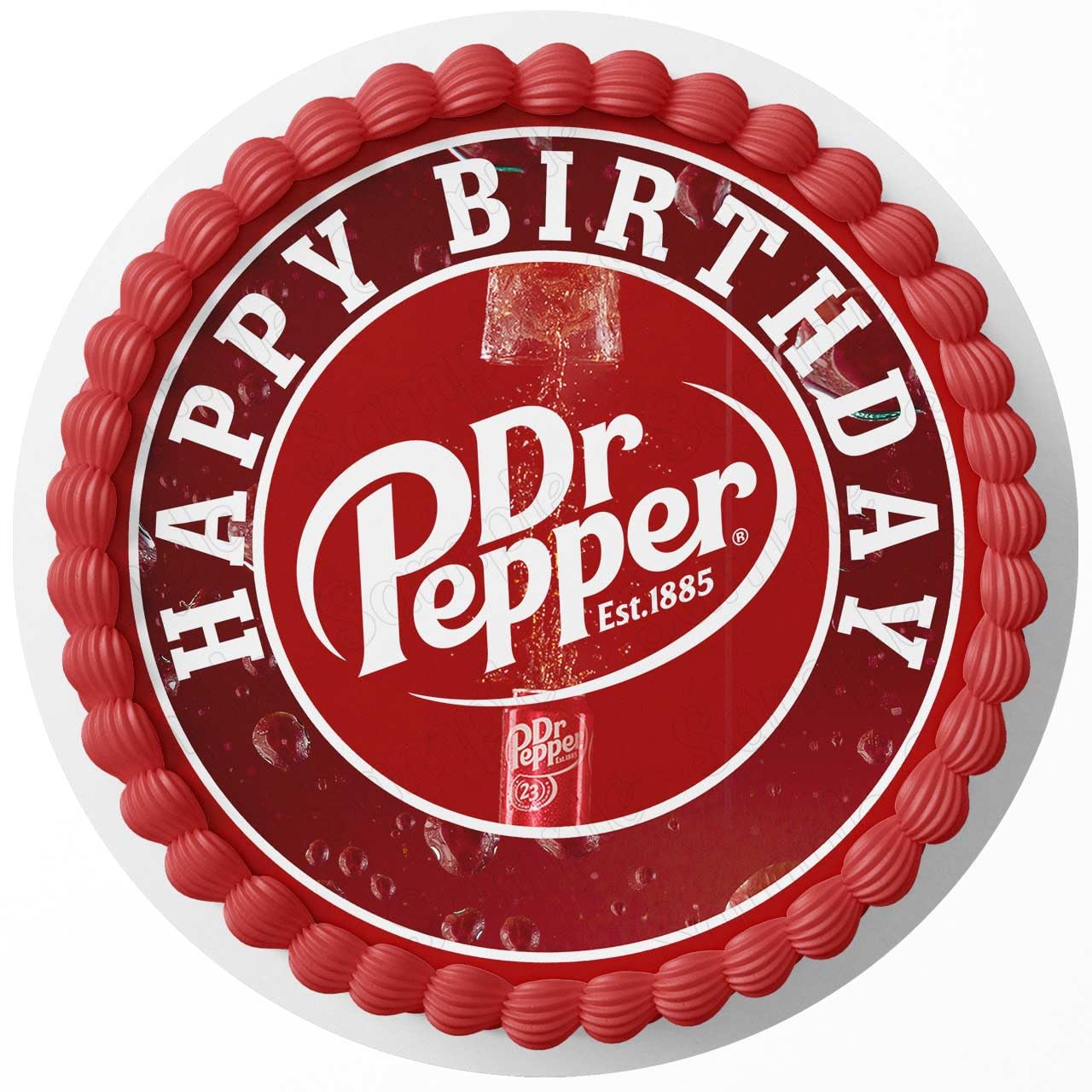 Dr. Pepper Soda Drink Edible Cake Topper Sheet Image Print Round