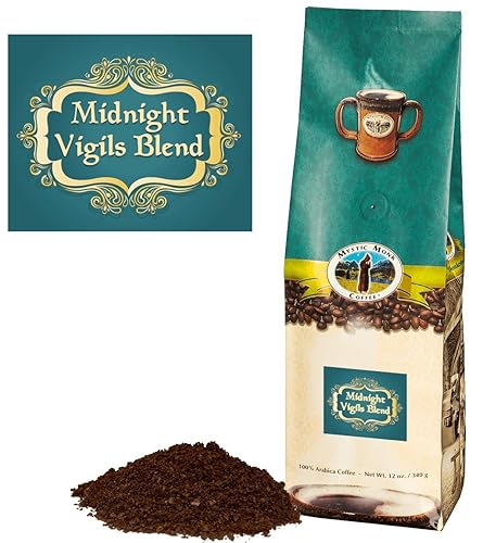 Mystic Monk Coffee: Midnight Vigils Blend | Ground Dark Roast Coffee (Ground Coffee 100% Arabica) - 12Oz