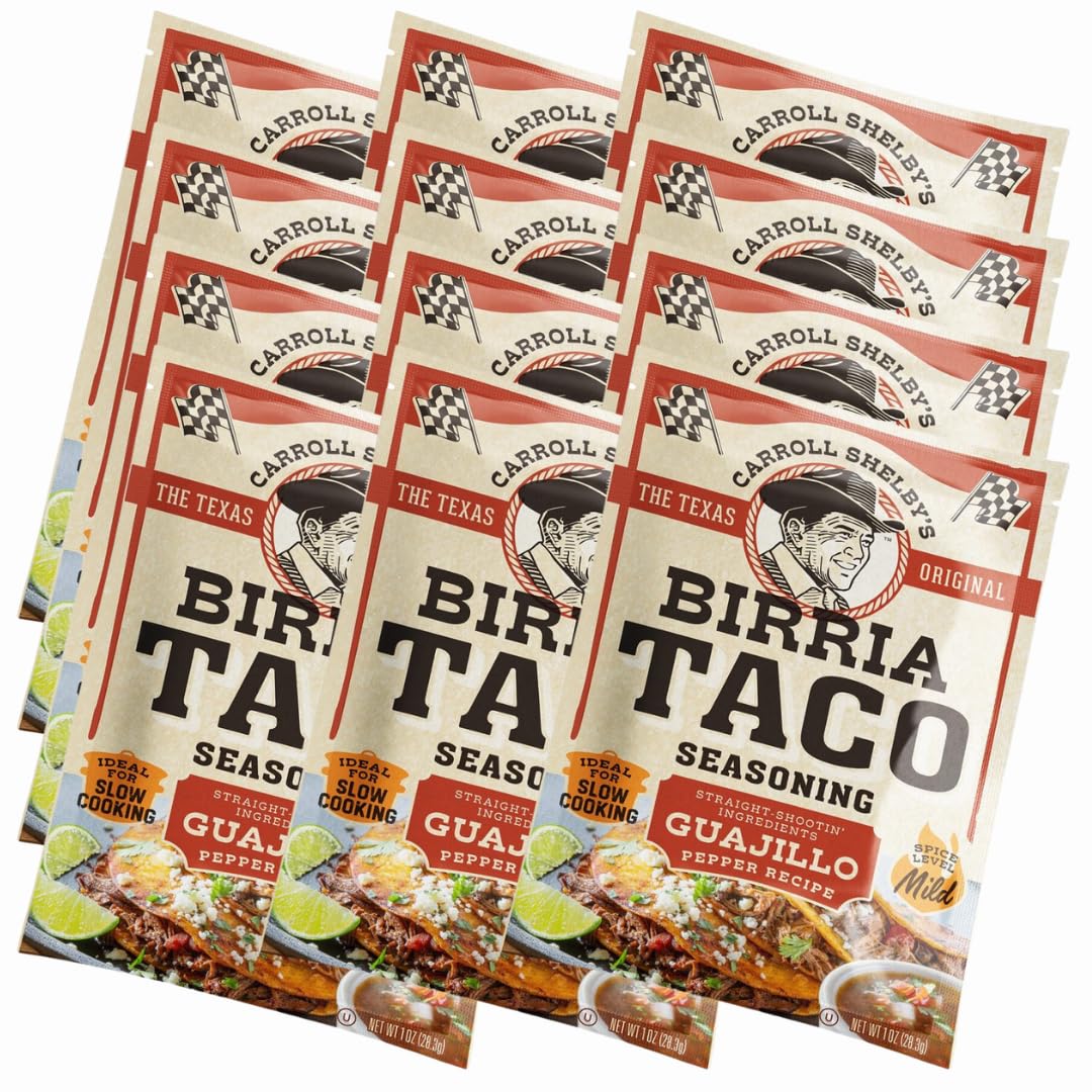 Carroll Shelby'S Original Texas Brand Authentic Birria Taco Seasoning - Savory And Spicy Flavors For Tacos And Meats (Pack Of 12