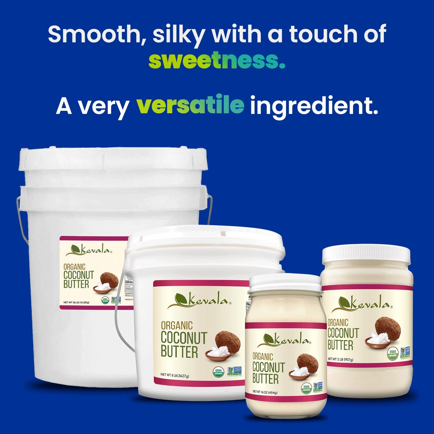 Kevala Organic Coconut Butter - Vegan, Gluten Free, Non-GMO, Kosher, 2 lb Jar