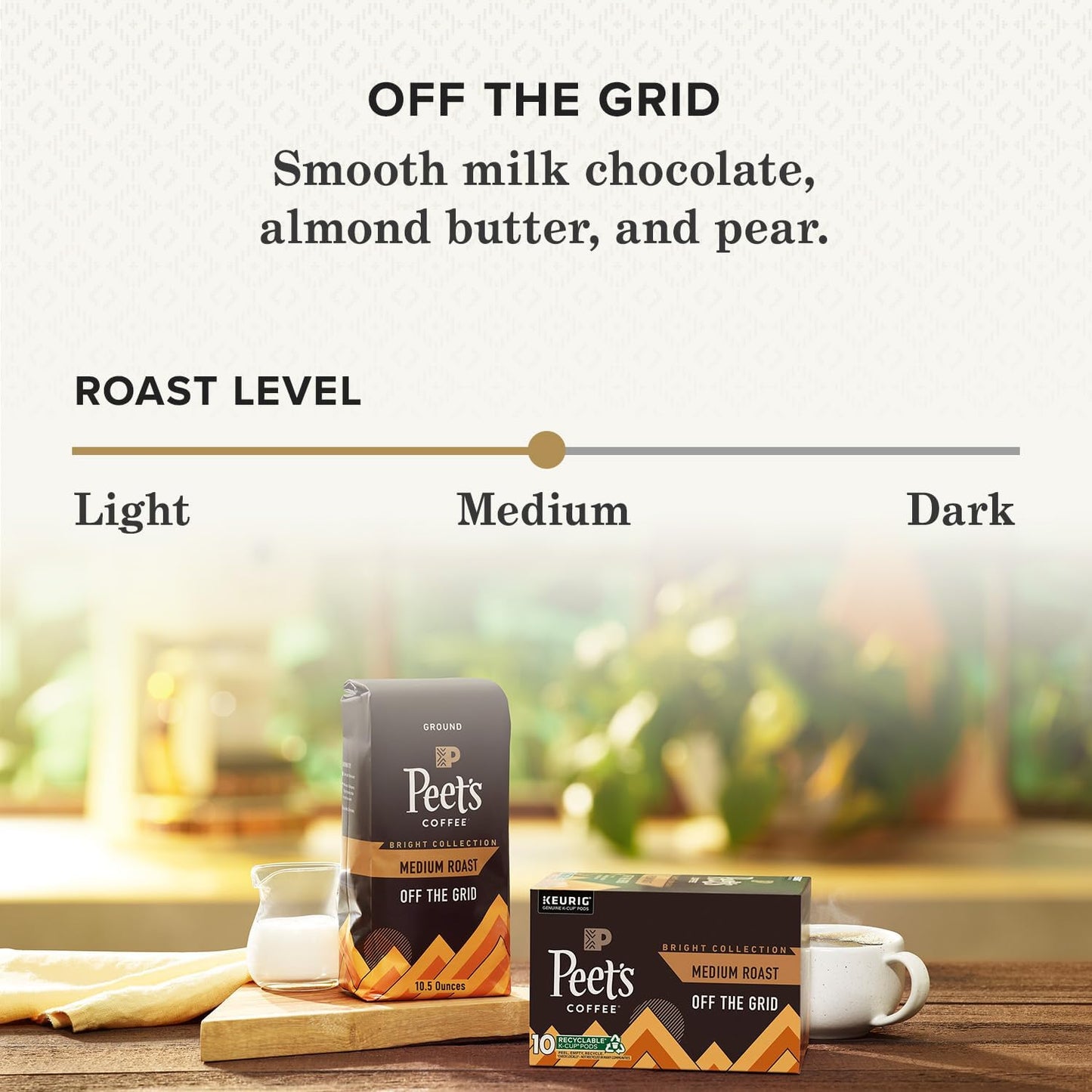 Peets Coffee, Medium Roast Ground Coffee - Off The Grid 31.5 Ounces (3 Bags of 10.5 Ounces)