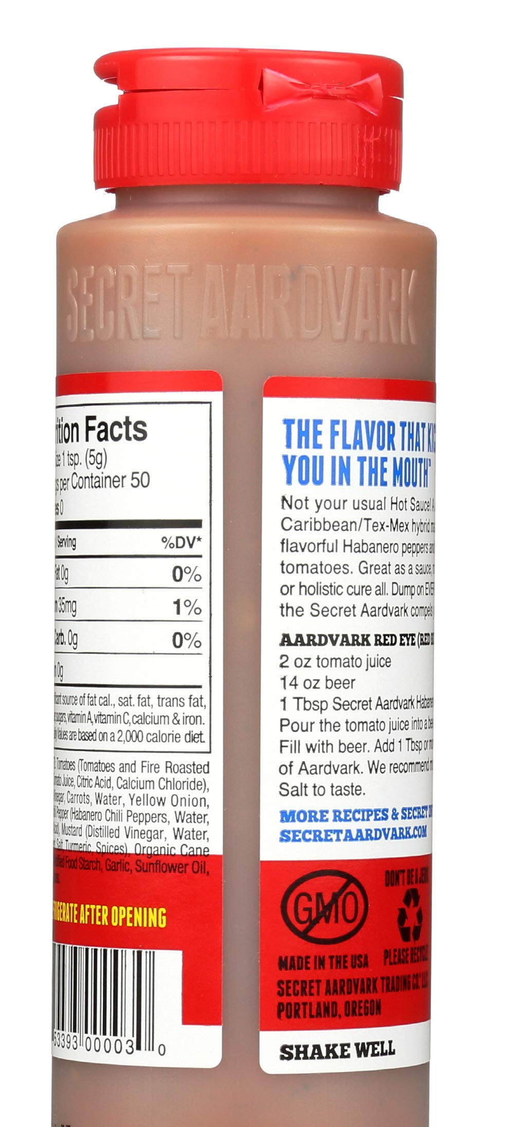 Secret Aardvark Habanero Hot Sauce - Habanero Peppers & Roasted Tomatoes, Medium Spiced Hot Sauce, Bbq Sauce, Non-Gmo, Low Sugar, Low Carb, Hot Sauce & Marinade - 8 Fl Oz 3 Pack