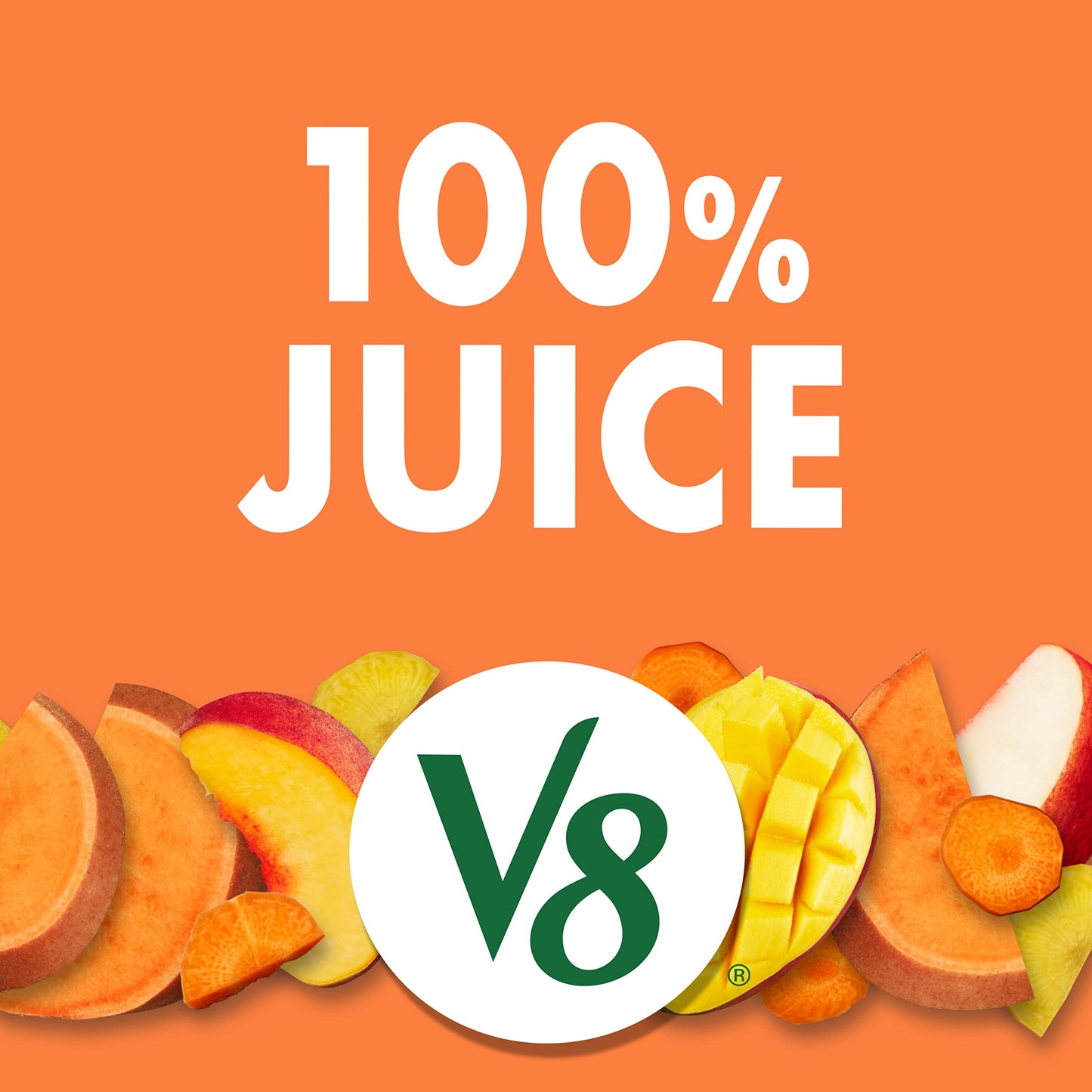 V8 Peach Mango 100% Fruit and Vegetable Juice, 46 fl oz Bottle (6 Pack)