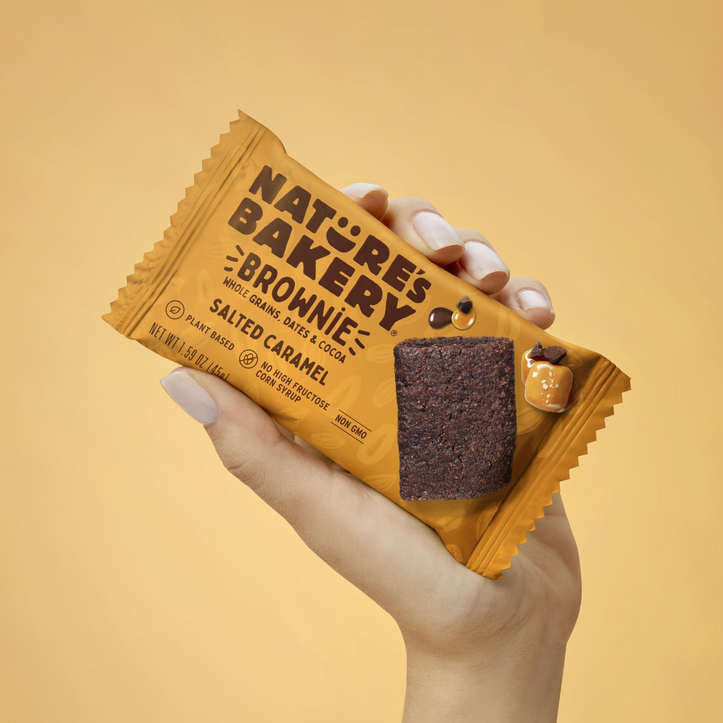 Natures Bakery Salted Caramel Brownie Bars, Whole Grains, Dates, And Cocoa, Plant Based, Dairy-Free, Snack Bar, 6 Count (Pack Of