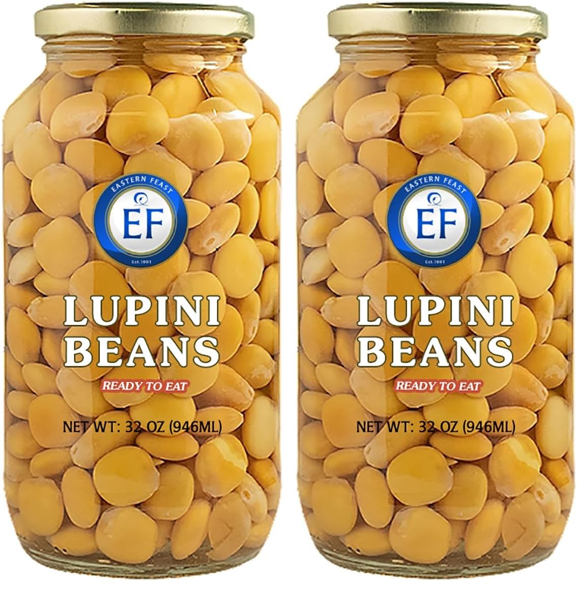 Eastern Feast - Lupini Beans Ready to eat, 32 oz (946 ml) (Pack of 2)