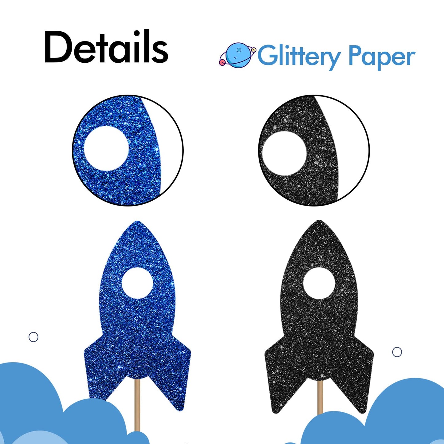 24Pcs Rocket Ship Cupcake Toppers, Baby Shower Party Decor For Boys, Astronaut Dessert Picks, Outer Space Themed Birthday Party