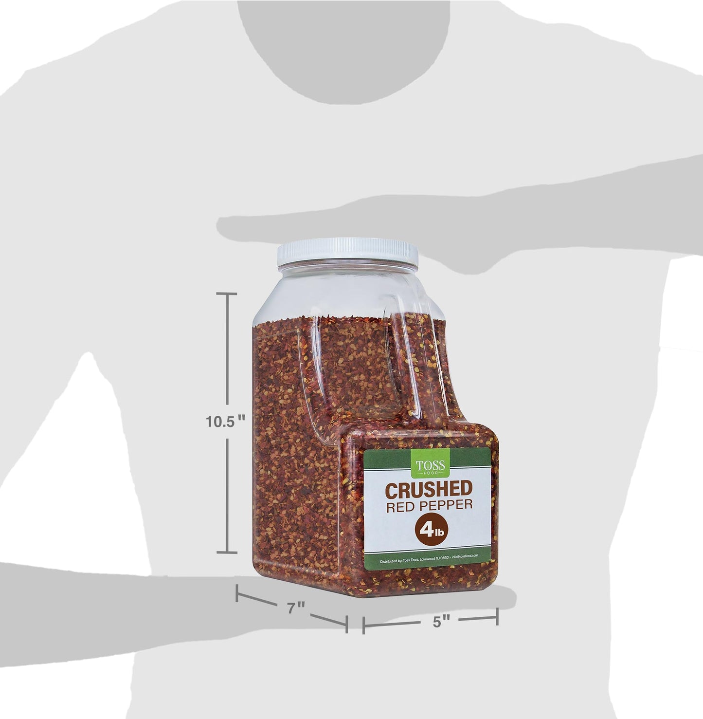TOSS Crushed Red Pepper Flakes, Red Chili Bulk Spice 4 LB Container, Hot Pepper Flakes For Pizza Seasoning, Great for Chowder, S