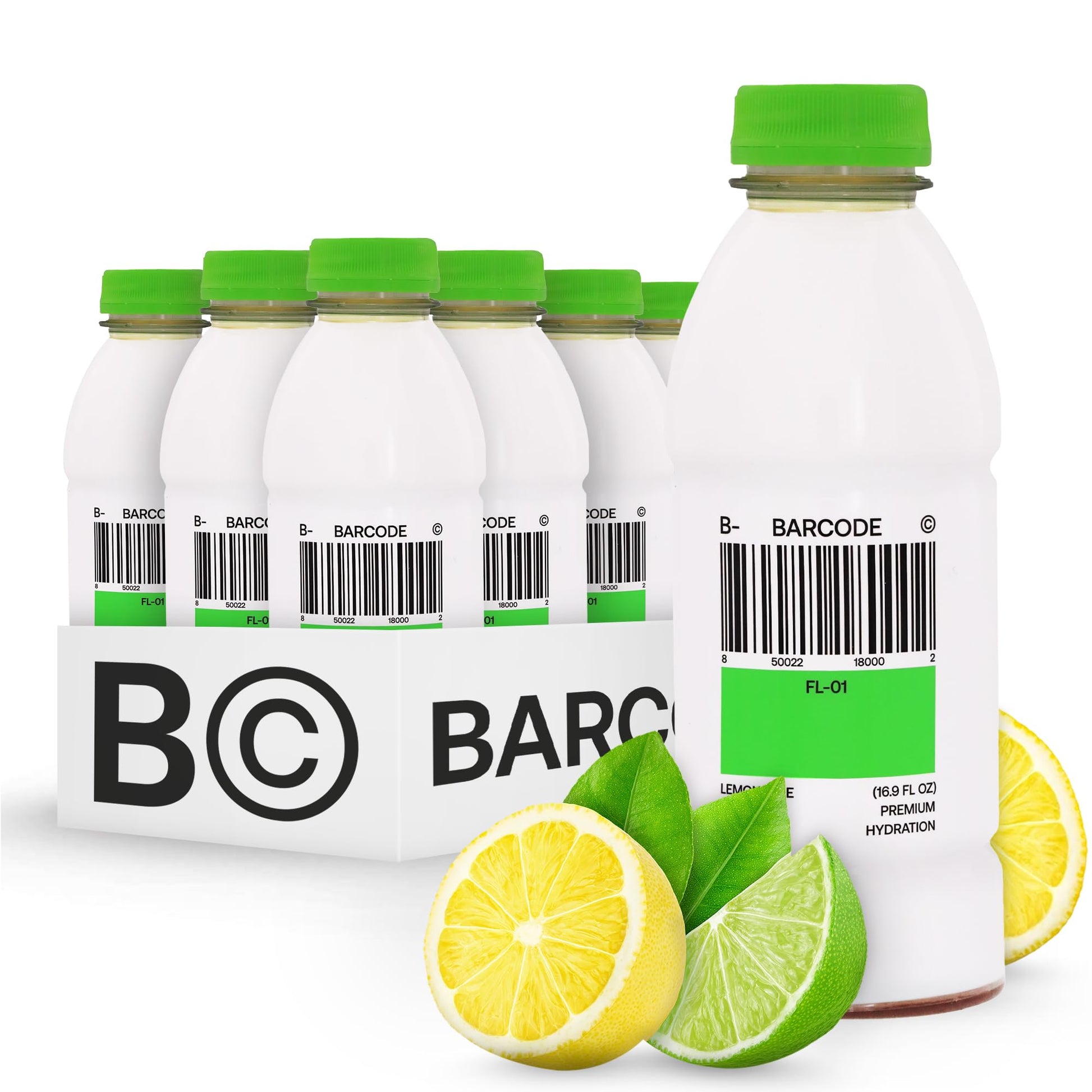 Barcode Premium Sports Hydration Drink - No Added Sugars, Lemon Lime, 12 Pack - No Added Sugar - Plant-Based Beverage - Adaptoge