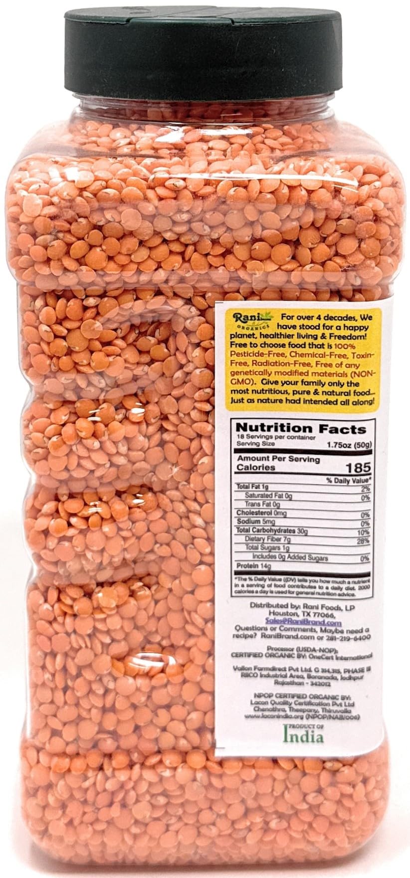 Rani Organic Masoor Gota (Football) Indian Red Lentils Skinless 32Oz (2Lbs) 908G ~ All Natural | Gluten Friendly | Non-Gmo | Kos