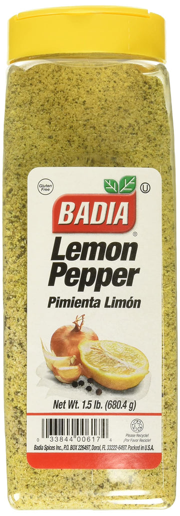 Badia Lemon Pepper, 24 Oz – Zesty Citrus & Black Pepper Blend For Seafood, Chicken, Meat, & Vegetables