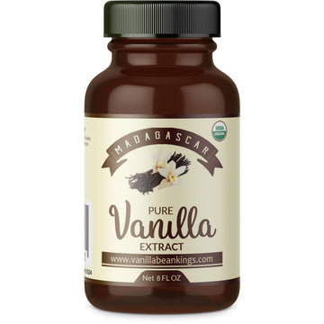 Organic Vanilla Extract - Made with Madagascar Vanilla Beans - 8 fl oz - For Baking, Desserts, Home Cooking and Chefs