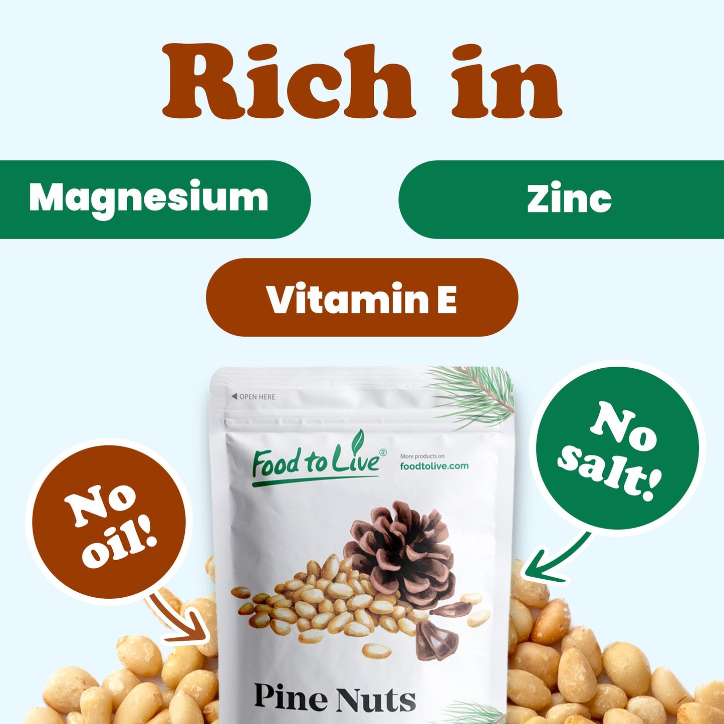 Food To Live Dry Roasted Pine Nuts, 4 Pounds – Naturally Tasty And Crunchy, Nutritious And Delicious, Perfect For Cooking, Baking And Snacking, Vegan, Kosher, Bulk