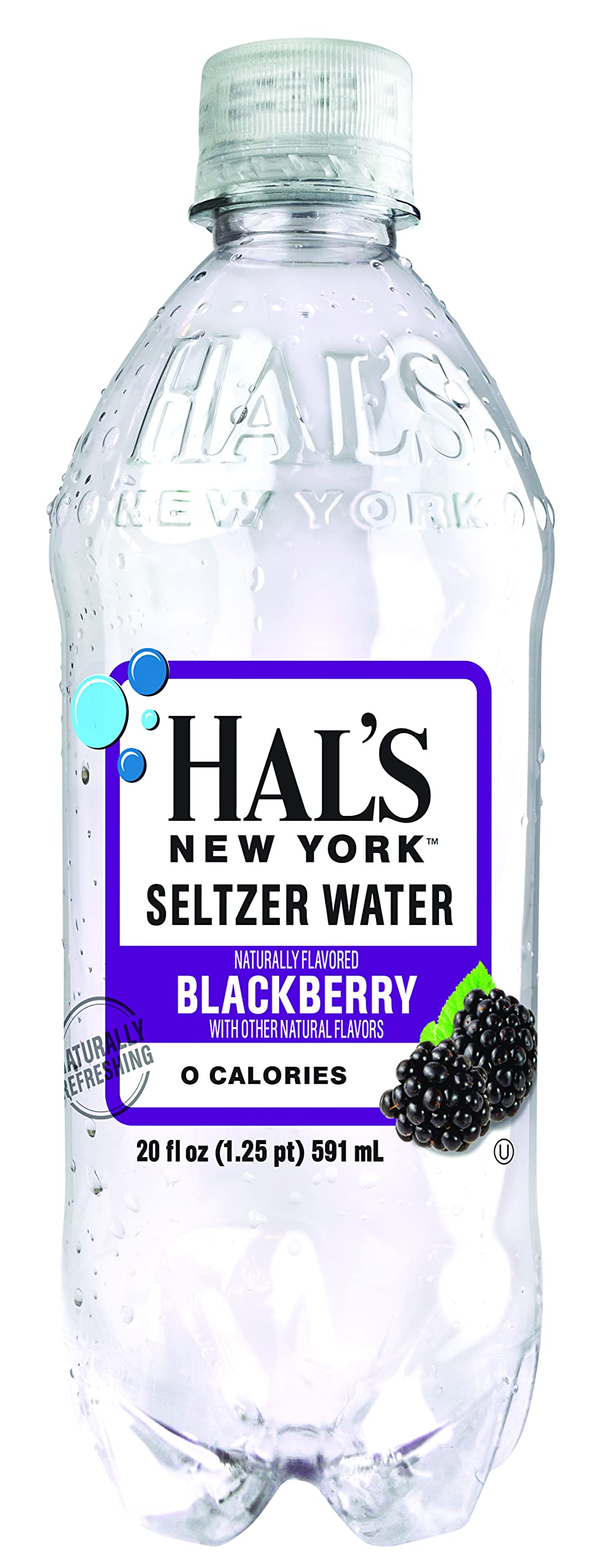 Hals New York Seltzer Carbonated Blackberry Flavored Sparkling Water, Zero Sugar, Zero Calorie, 20 Fl Oz (Pack of 24)