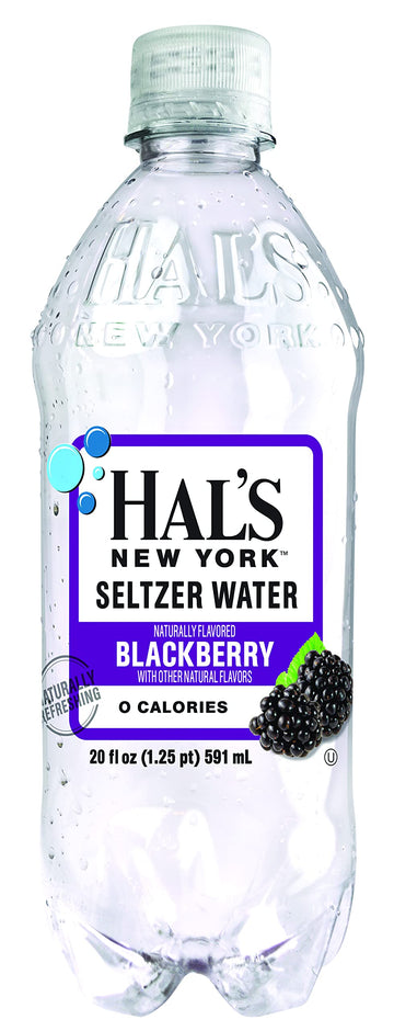 Hals New York Seltzer Carbonated Blackberry Flavored Sparkling Water, Zero Sugar, Zero Calorie, 20 Fl Oz (Pack of 24)