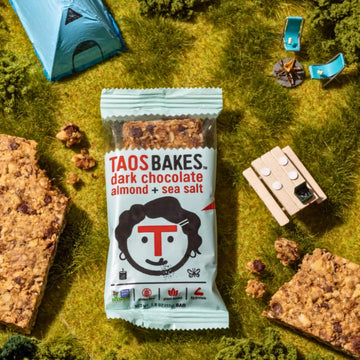 Taos Bakes Snack Bars - Dark Chocolate Almond + Sea Salt - 8g Protein, Vegan, Gluten Free - 12 Count (1.8oz Bars)