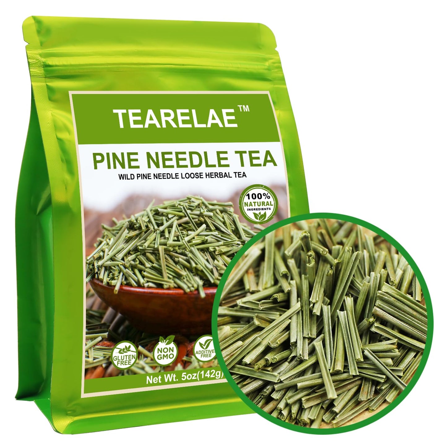 TEARELAE Pine Needle Tea - 100% Pure Natural Dried - Caffeine-free - 5oz - Green