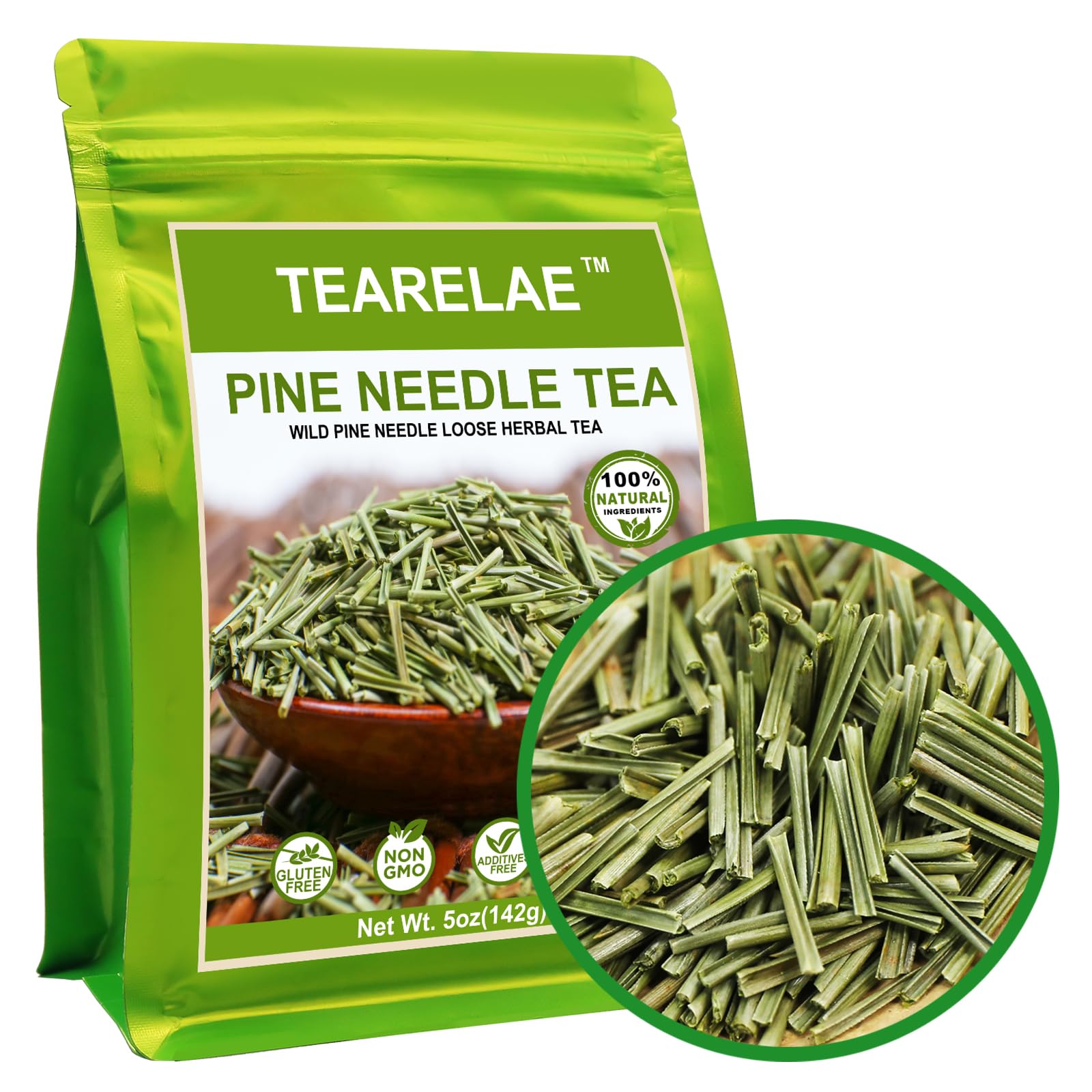 TEARELAE Pine Needle Tea - 100% Pure Natural Dried - Caffeine-free - 5oz - Green