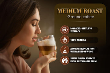 Tarmo Coffee | Real Brew - Low Acid Ground Coffee, Vietnamese Coffee, Premium Arabica, Medium Roast, 12 Oz Bag