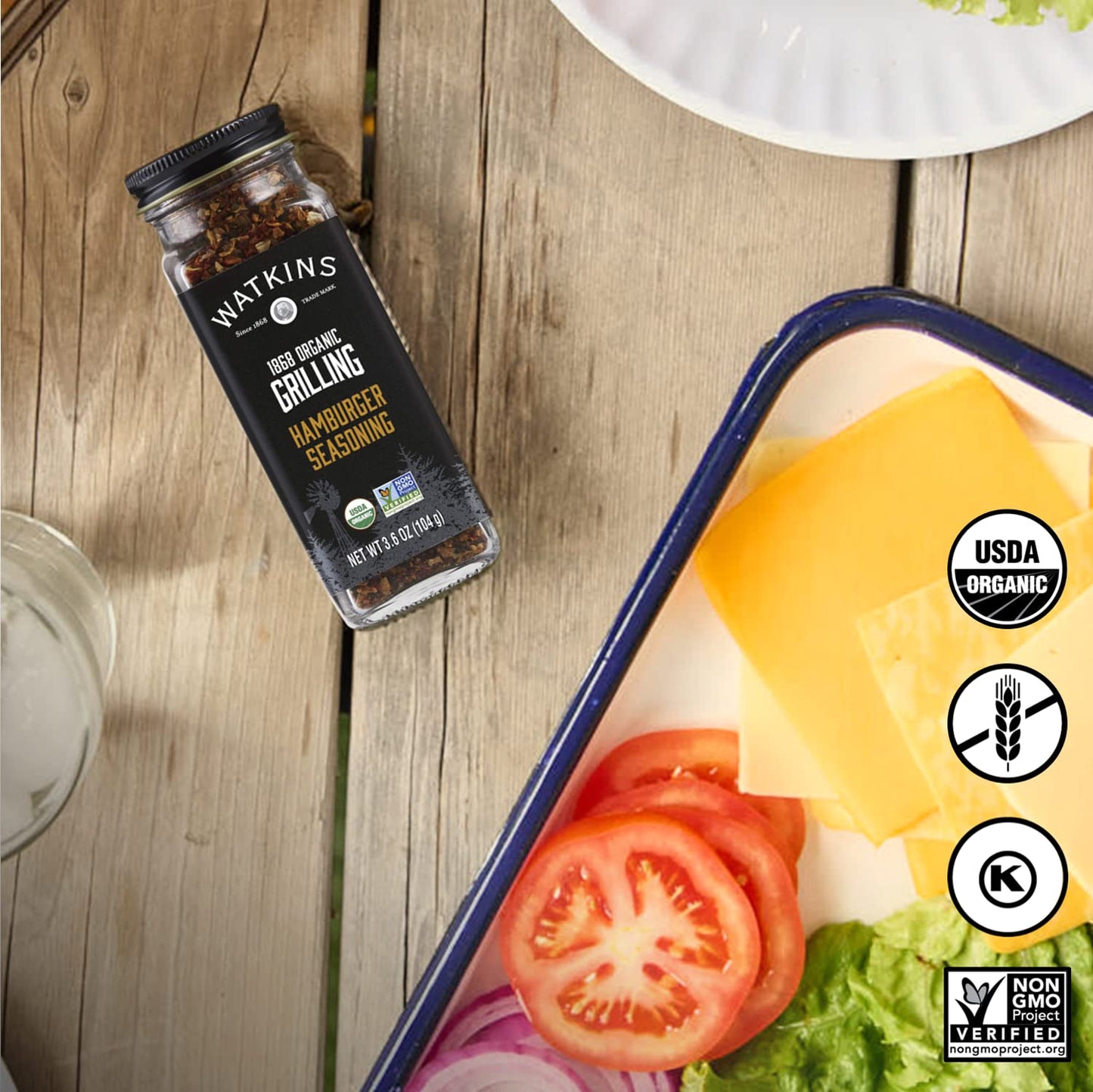 Watkins Organic Grilling Hamburger Seasoning, 3.6 oz (Pack of 3)