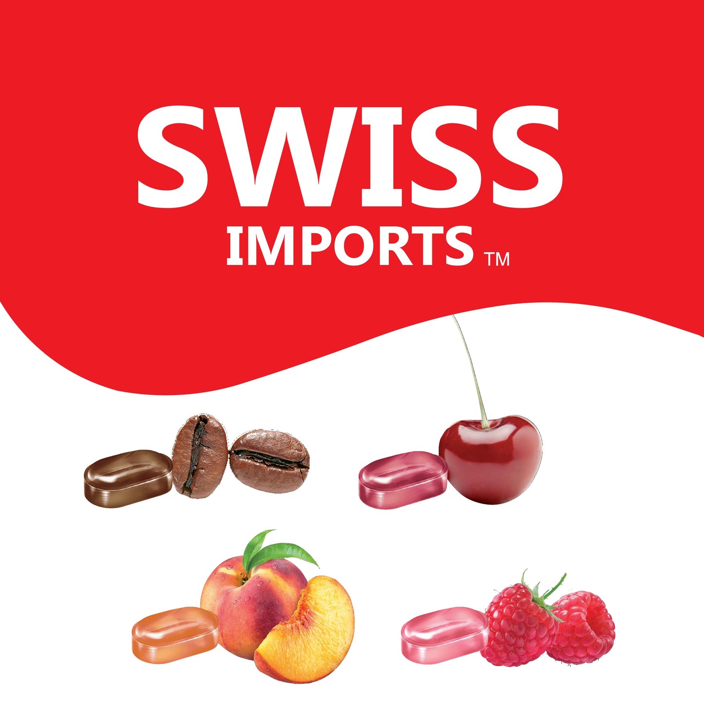 Swiss Imports Sugar Free Bonbons Hard Candy Drops Individually Wrapped Bocca Variety Box, Cherry, Coffee, Peach, And Raspberry,