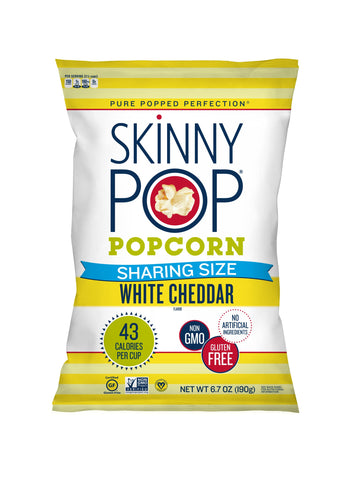 Skinnypop White Cheddar Popcorn, Popped Popcorn, 6.7 Oz. Sharing Sized Bag, Non Gmo, Dairy Free, Gluten Free, Healthy Snacks For