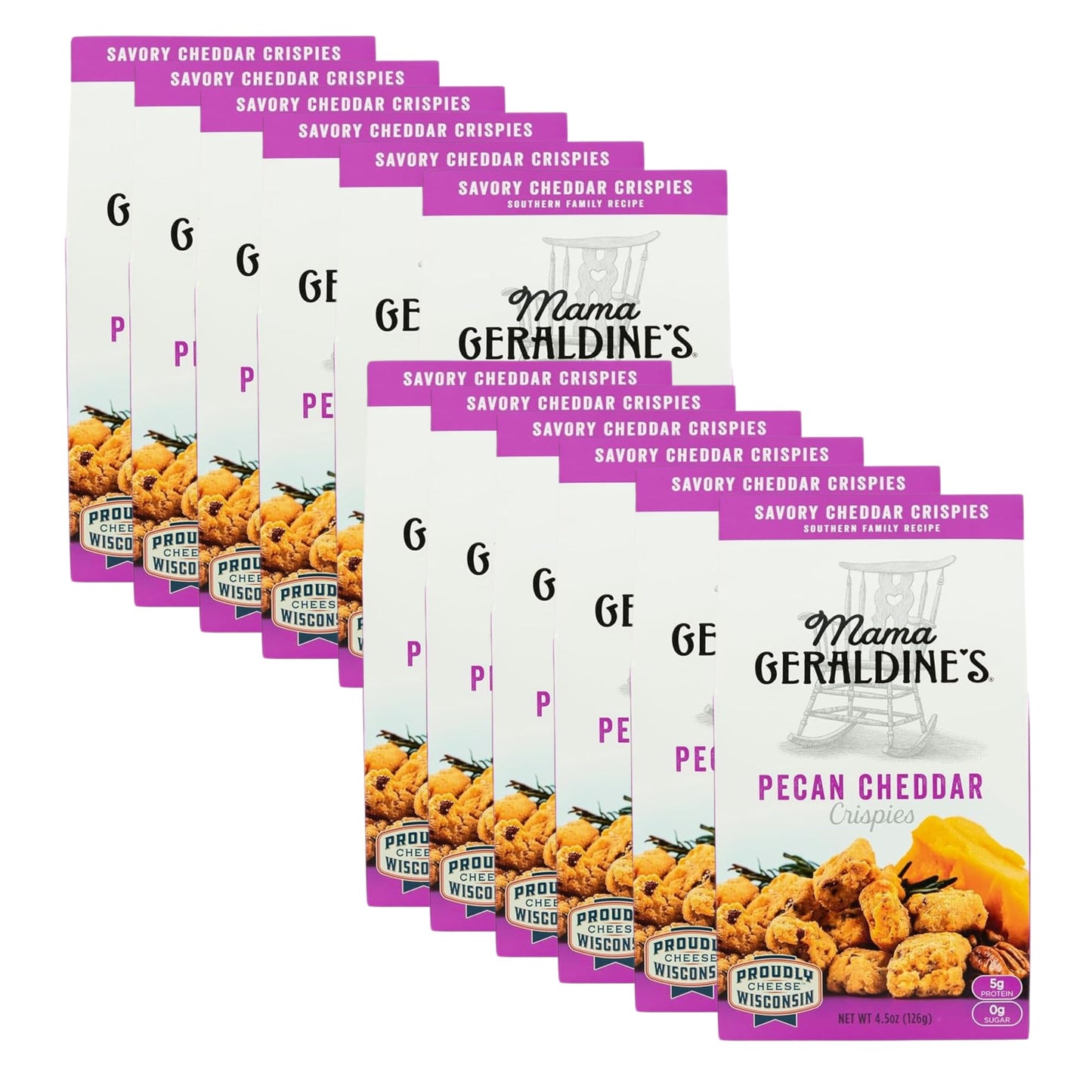 Mama Geraldines Pecan Cheddar Crispies Crunchy Snacks Crackers 4.5 oz Pack of 12