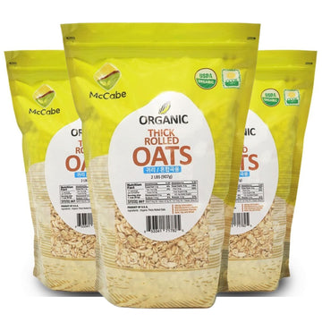 McCabe Organic Thick Rolled Oats, Extra Thick, 32 Ounce (Pack of 3), Rich in Fiber & Minerals, USDA Certified, Product of USA