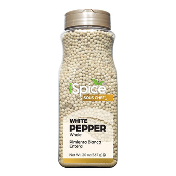 iSpice | White Pepper Whole | 20 oz | Bulk Size | Gourmet Spice | Kosher