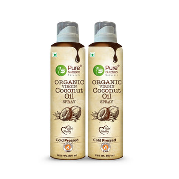 Pure Nutrition Organic Extra Virgin Coconut Oil Spray - 400Ml (200Ml X 2) | 100% Pure, Edible & Cold Pressed | Ideal For Cooking