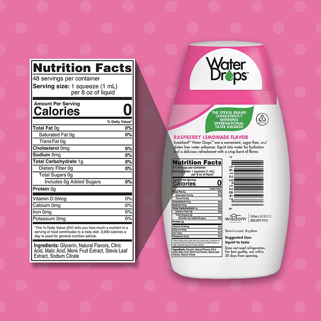 Sweetleaf Water Flavoring Drops - Stevia Water Enhancer, Sugar Free, Zero Calorie Water Additive, Contains Monk Fruit Extract, G
