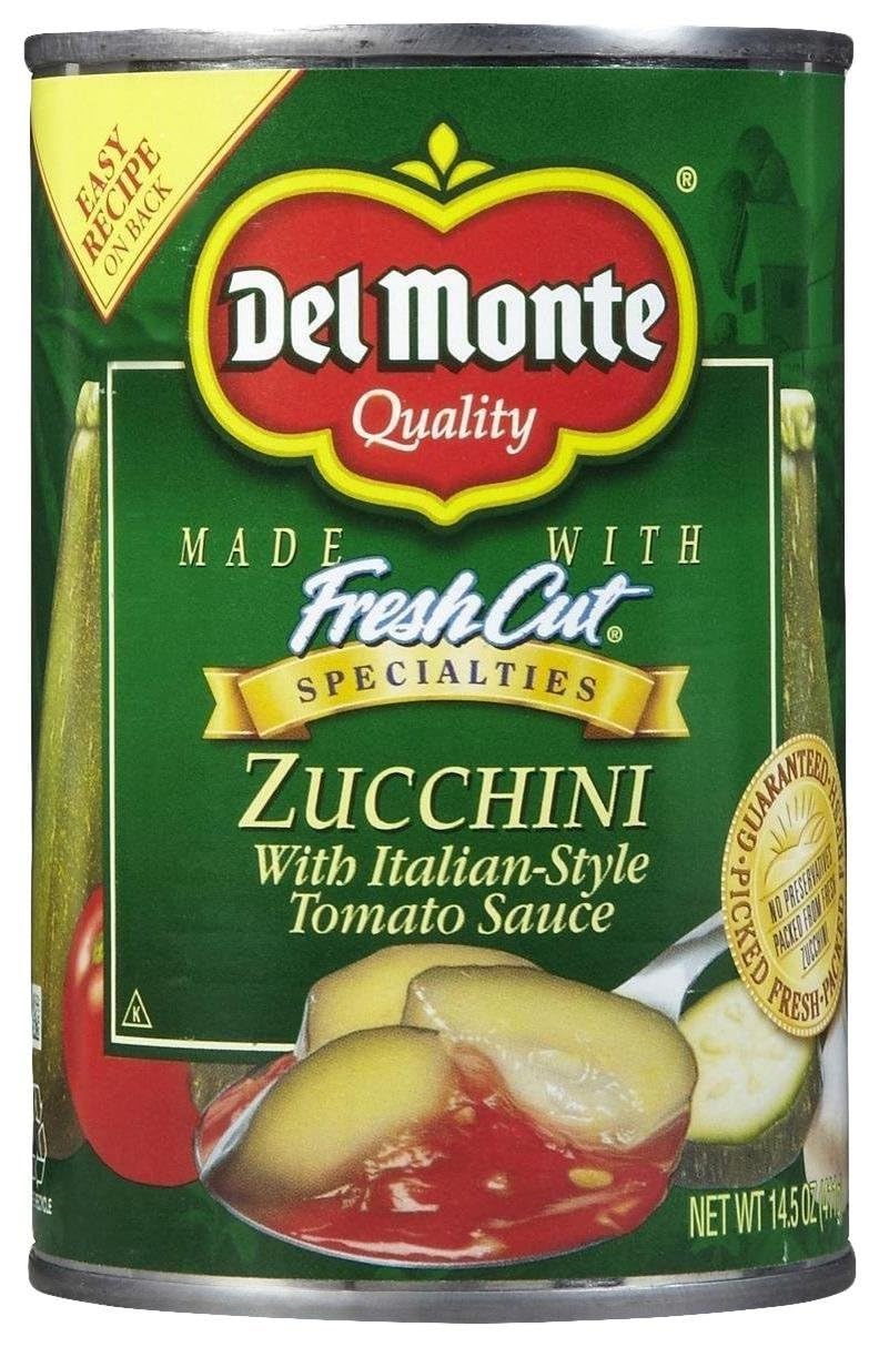 Del Monte Canned Seasoned Vegetables Zucchini in Italian Tomato Sauce, 14.5 oz, Pack of 6